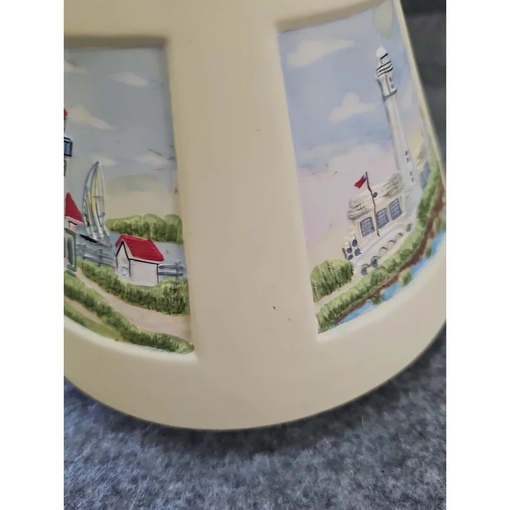 GREAT AMERICAN LIGHTHOUSES CANDLE SHADE~PORCELAIN~ Donna Elias 4 SCENES. READ